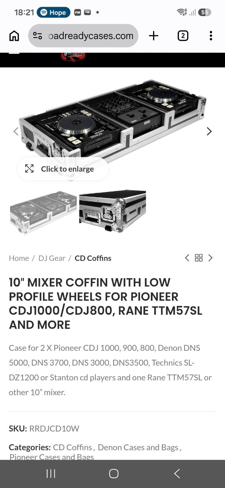 Road Ready DJ Coffin Case voor 2x CDJ en 10" mixer, Ophalen, Nieuw, Dj-set, Overige merken