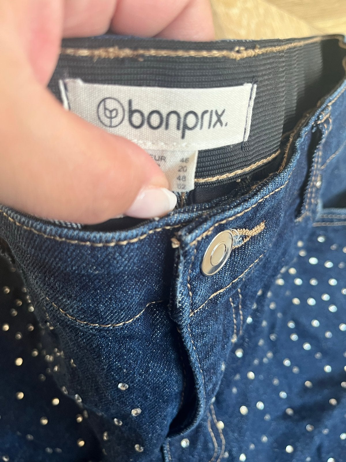 Bonprix Jeans met Strass Steentjes - Maat 46, Kleding | Dames, Ophalen of Verzenden, Zo goed als nieuw, Blauw, Overige jeansmaten