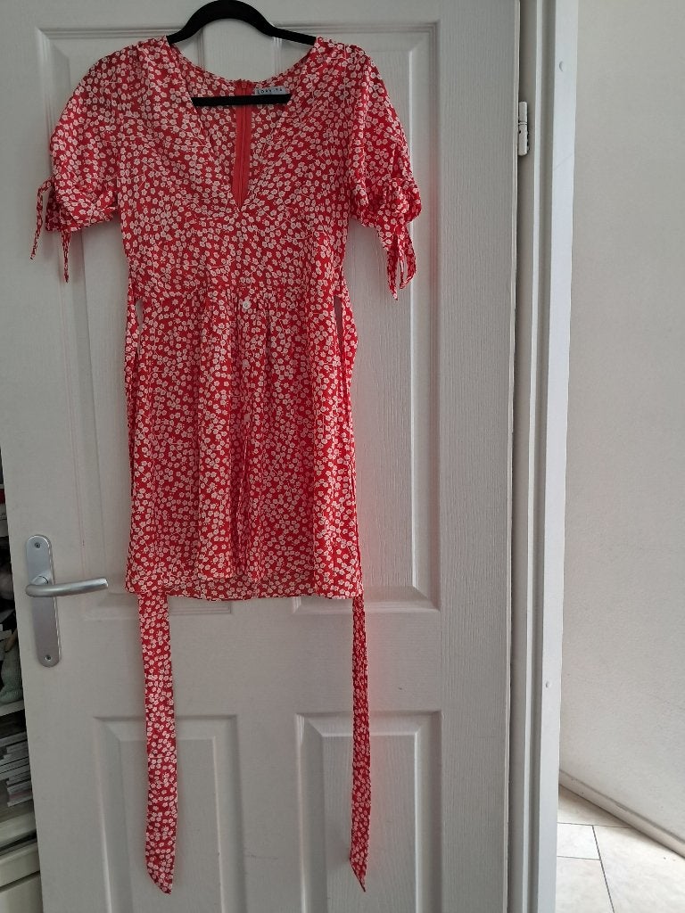 Rood-wit bloem-print jurkje, Kleding | Dames, Maat 36 (S), Boven de knie, Meerkleurig, Verzenden