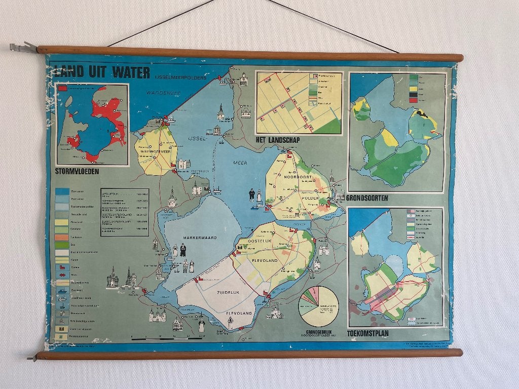 Schoolkaart Land uit water IJsselmeerpolders, Ophalen, Aardrijkskunde