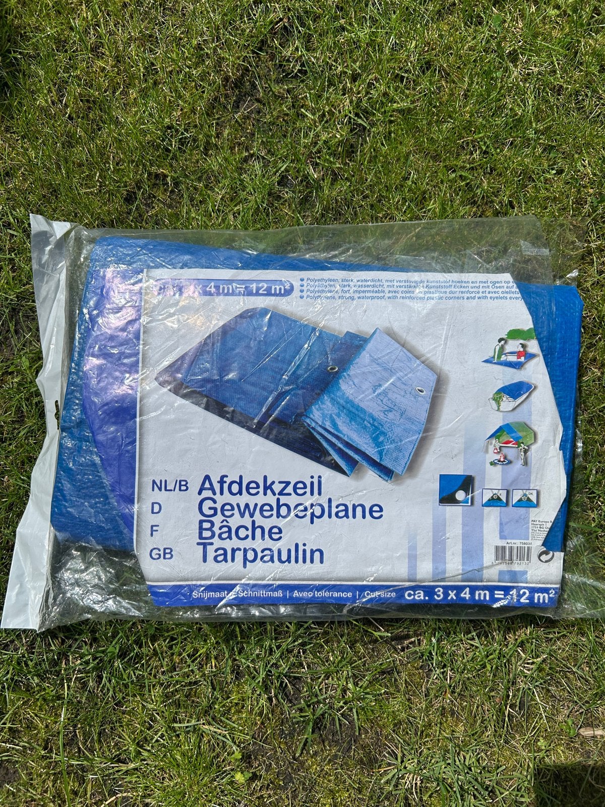 2 Blauwe afdekzeilen 3x4m en 6x4, Ophalen, Gebruikt, 10 tot 15 m², Zeil