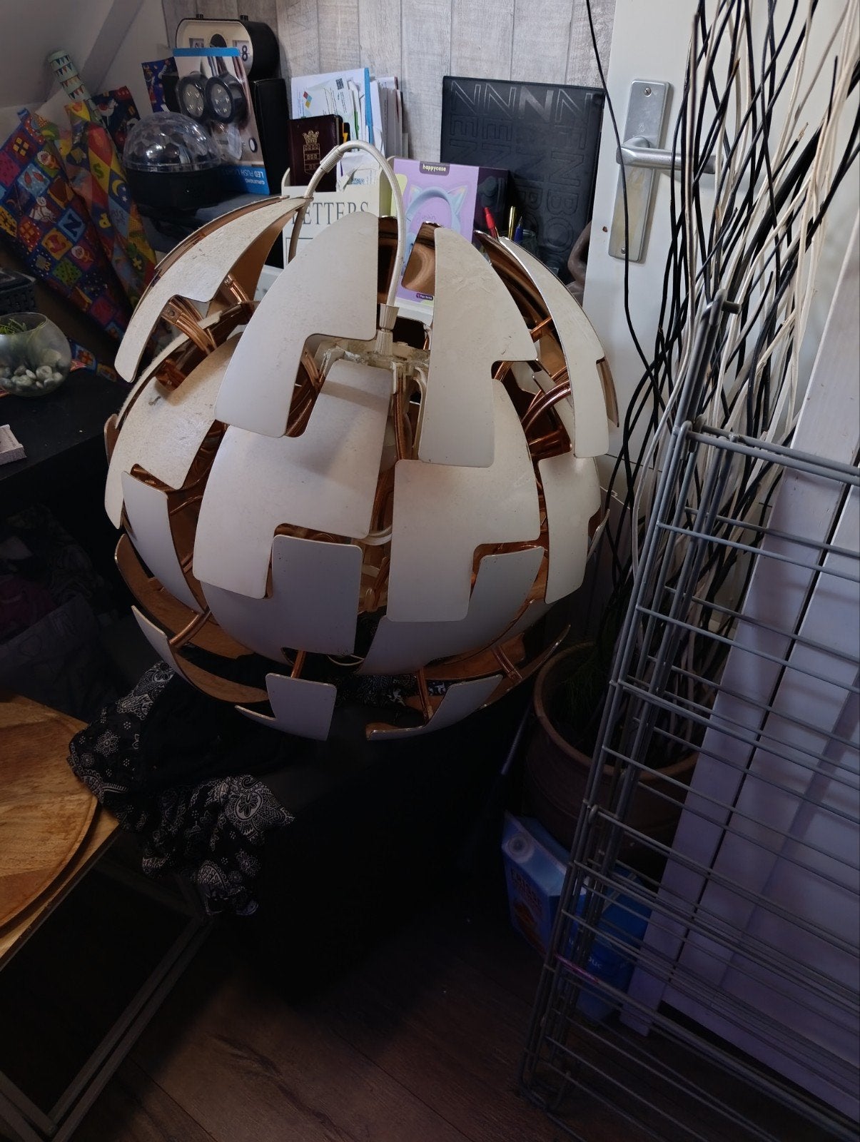 Ikea hanglamp wit met goud, Ophalen, Gebruikt