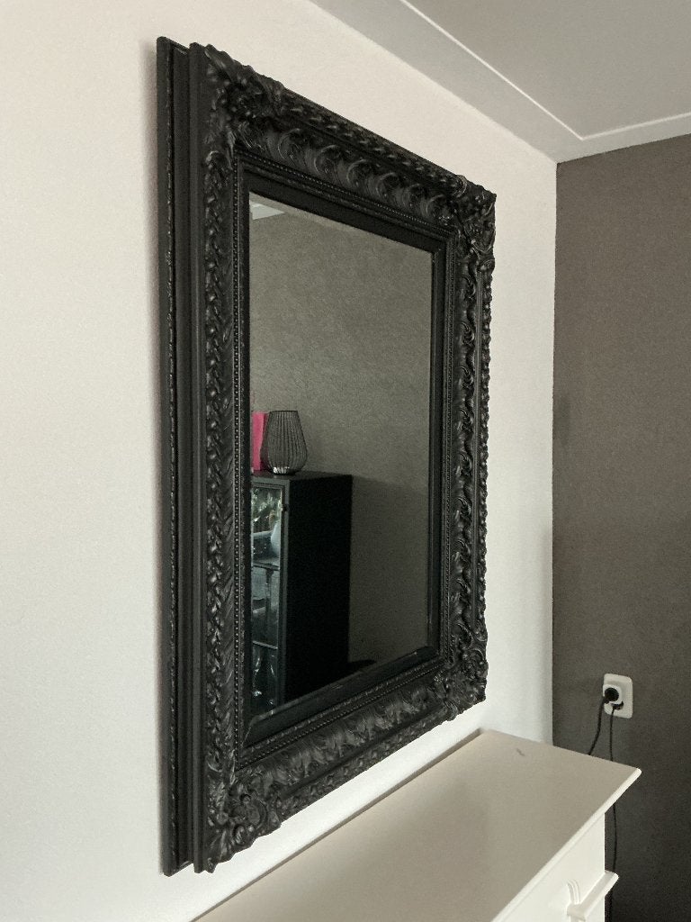 Facet geslepen spiegel zwart barok, Ophalen, 100 tot 150 cm, Zo goed als nieuw, 75 tot 100 cm