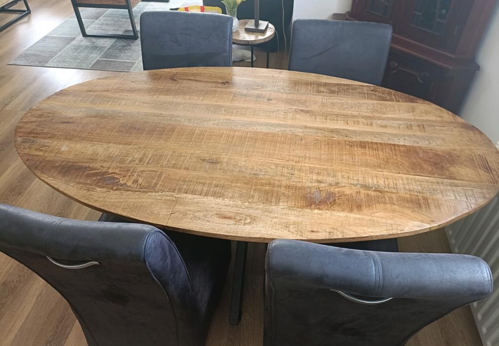 Eettafel 180x100x76 met 4 eetkamerstoelen, zgan, 50 tot 100 cm, Zo goed als nieuw, 150 tot 200 cm, Modern