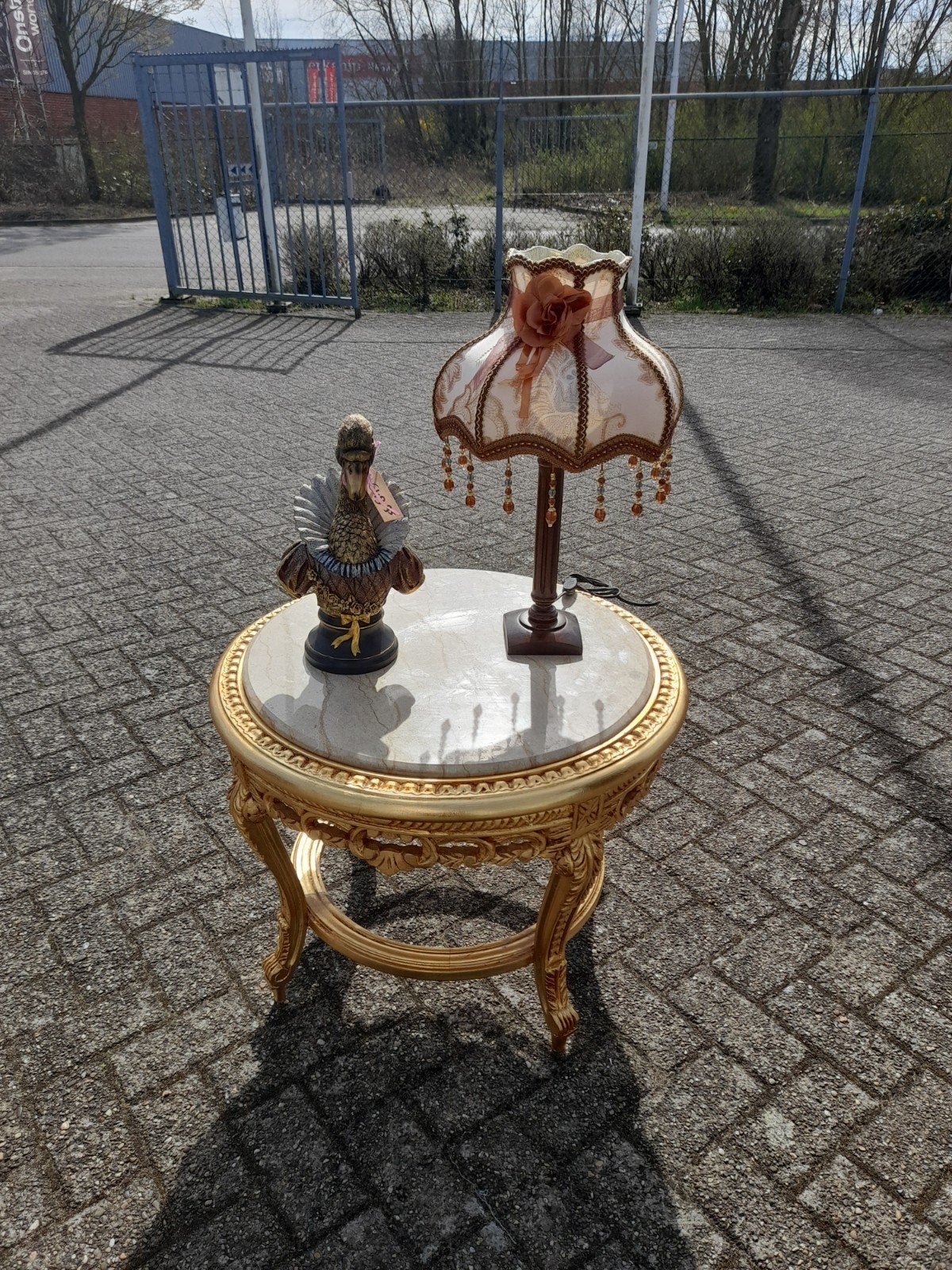 Mooie barok salon tafel met marmeren blad goud kleurige, Ophalen
