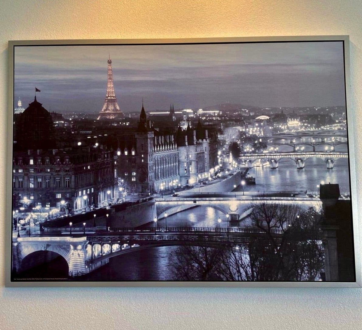 Prachtige foto van Parijs bij nacht met Eiffeltoren, Huis en Inrichting, 125 cm of meer, Ophalen of Verzenden, Zo goed als nieuw