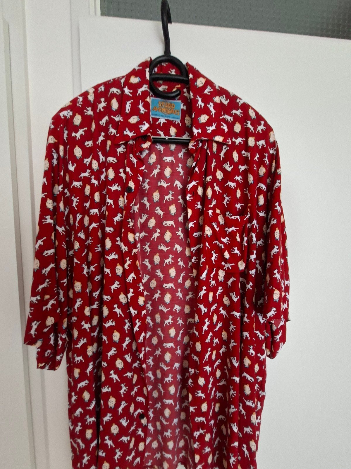 Vintage Kuifje en Bobbie overhemd - Studio Aventures - XL, Studio Aventures, Ophalen of Verzenden, Zo goed als nieuw, Halswijdte 43/44 (XL)