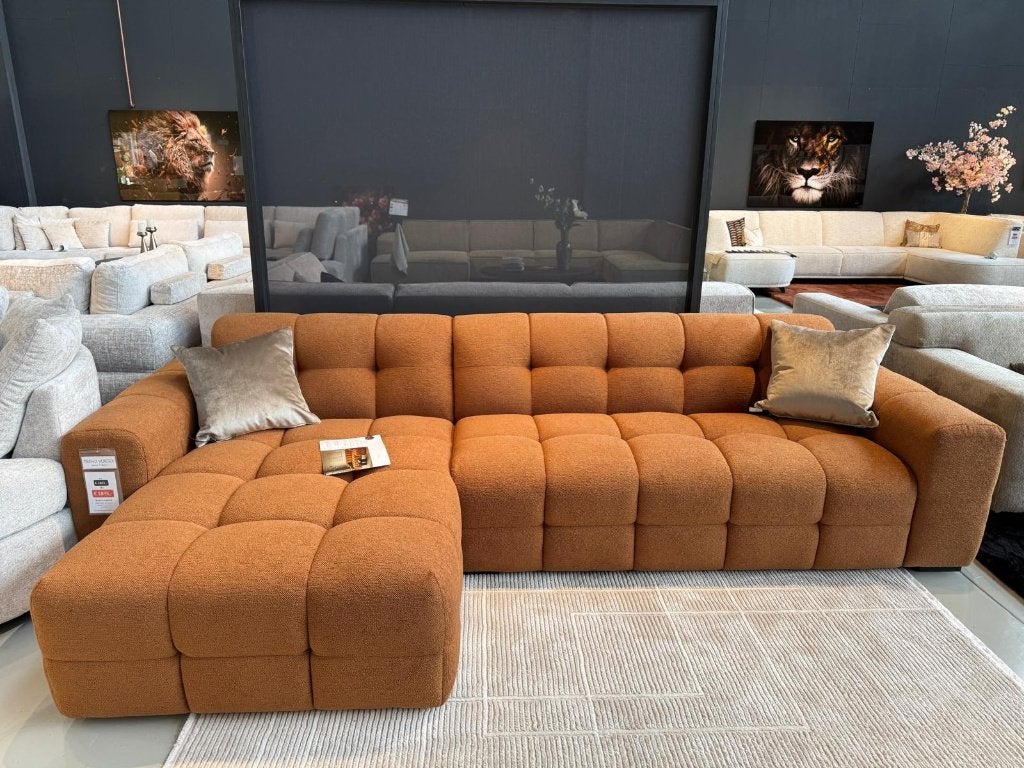 Direct leverbaar| Modern velvet hoekbank  | Showroom Utrecht, Huis en Inrichting, Banken | Bankstellen, Ophalen, Info@trendvortex.com
