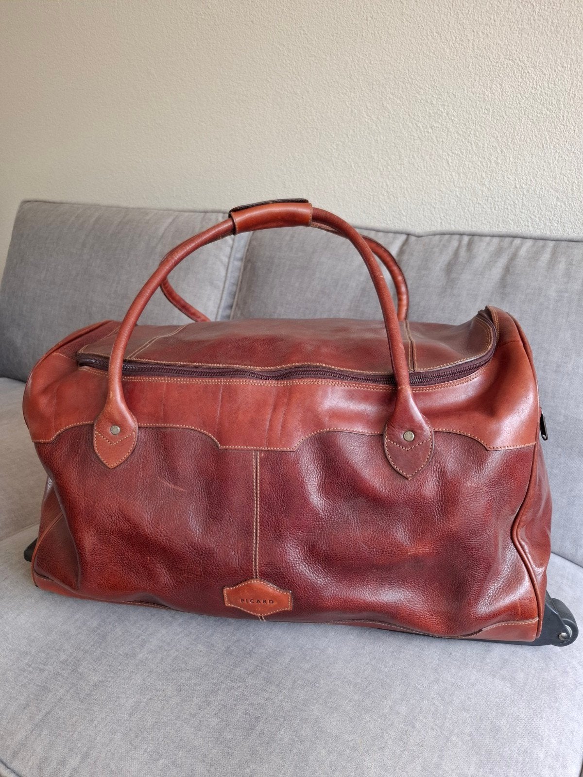Picard leren reis/weekeinde tas, 40 tot 60 cm, 30 cm of meer, Bruin, Minder dan 35 cm