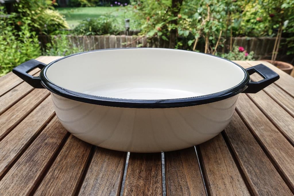 nieuw - roomwitte grote emaille vintage wasbak, Ophalen of Verzenden