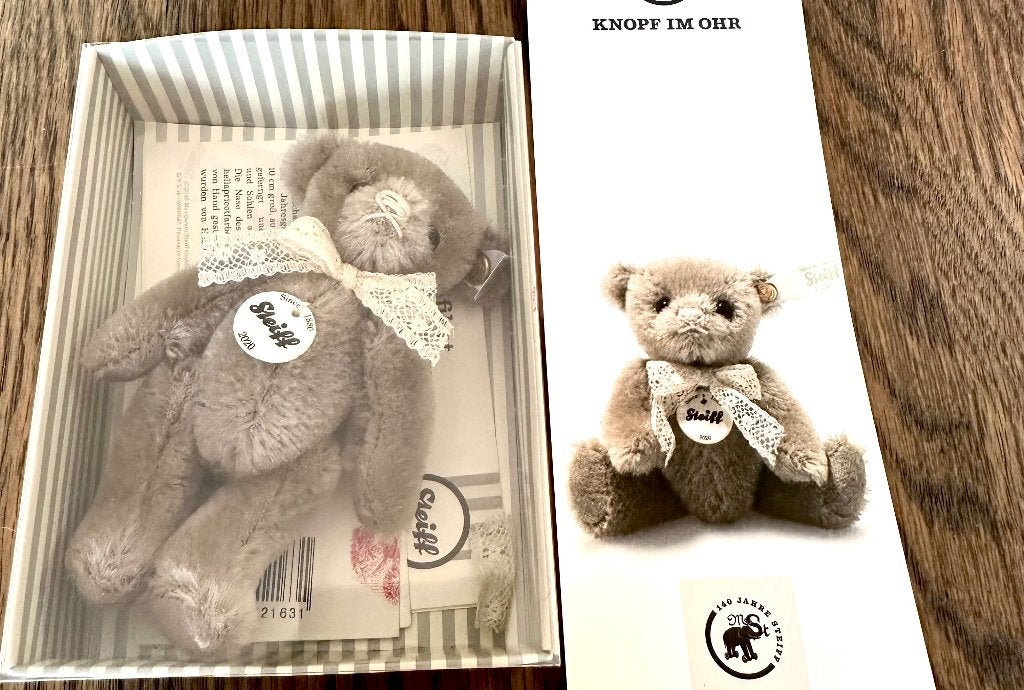 Teddybeer Steiff Mohair Teddy Beer Knopf im Ohr grijs knop, Verzenden