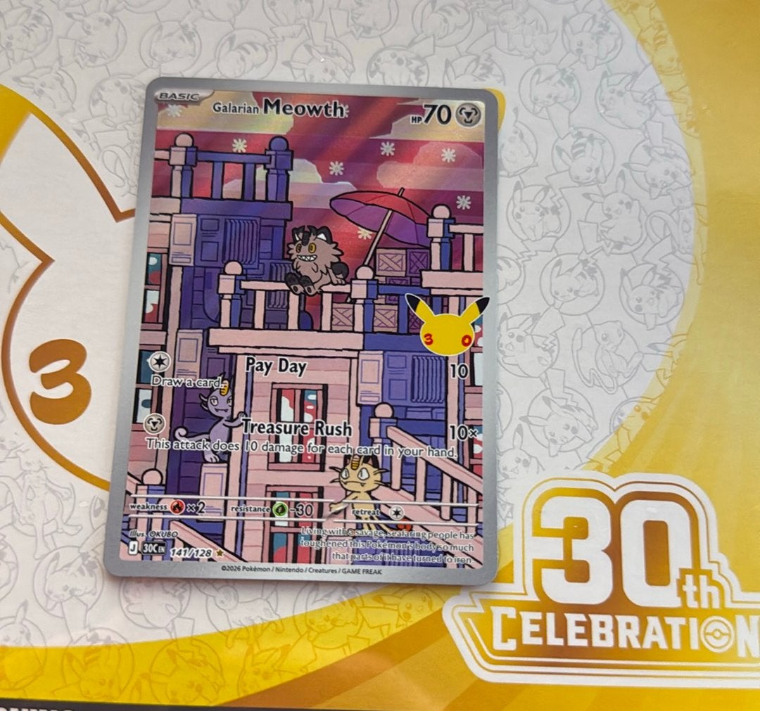 Galarian Meowth 141/128 ME: 30th Celebration, Ophalen, Zo goed als nieuw, Losse kaart