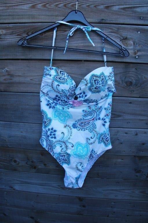Badpak creme/ blauw Histoire Plage mt 4 (34/36) Vaste prijs, Kleding | Dames, Histoire Plage, Badpak, Zo goed als nieuw, Verzenden