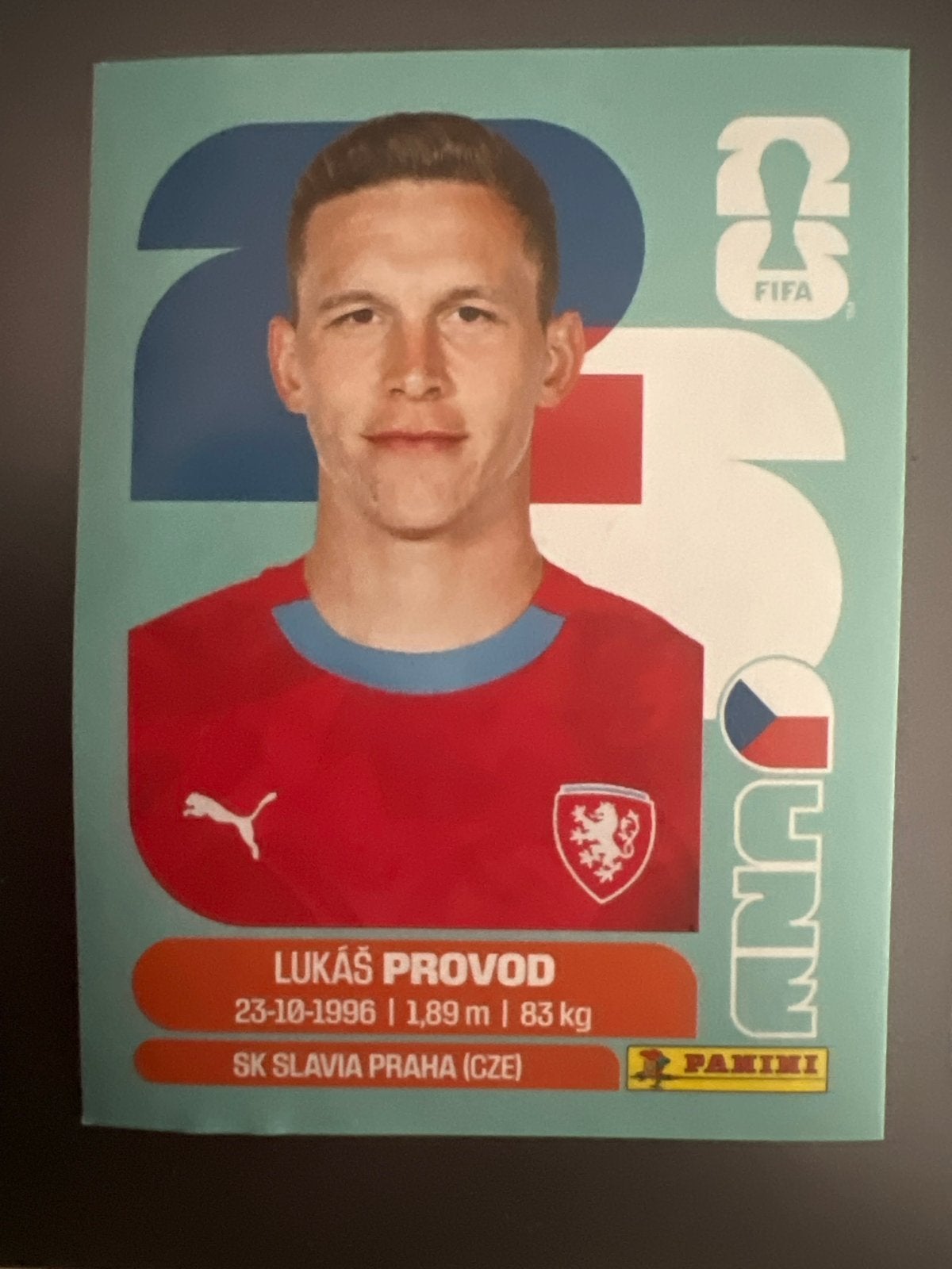 Panini wk 2026 sticker Lukáš Provod SK Slavia Praag, Verzamelen, Verzenden, Zo goed als nieuw, Buitenlandse clubs, Spelerskaart