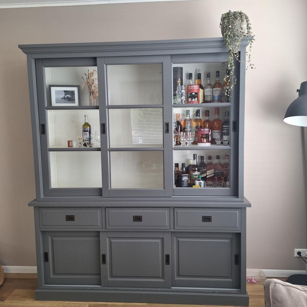 Buffetkast H211xB176xD45 taupe/wit, Huis en Inrichting, Kasten | Buffetkasten, Ophalen, Gebruikt, Met deur(en), 200 cm of meer