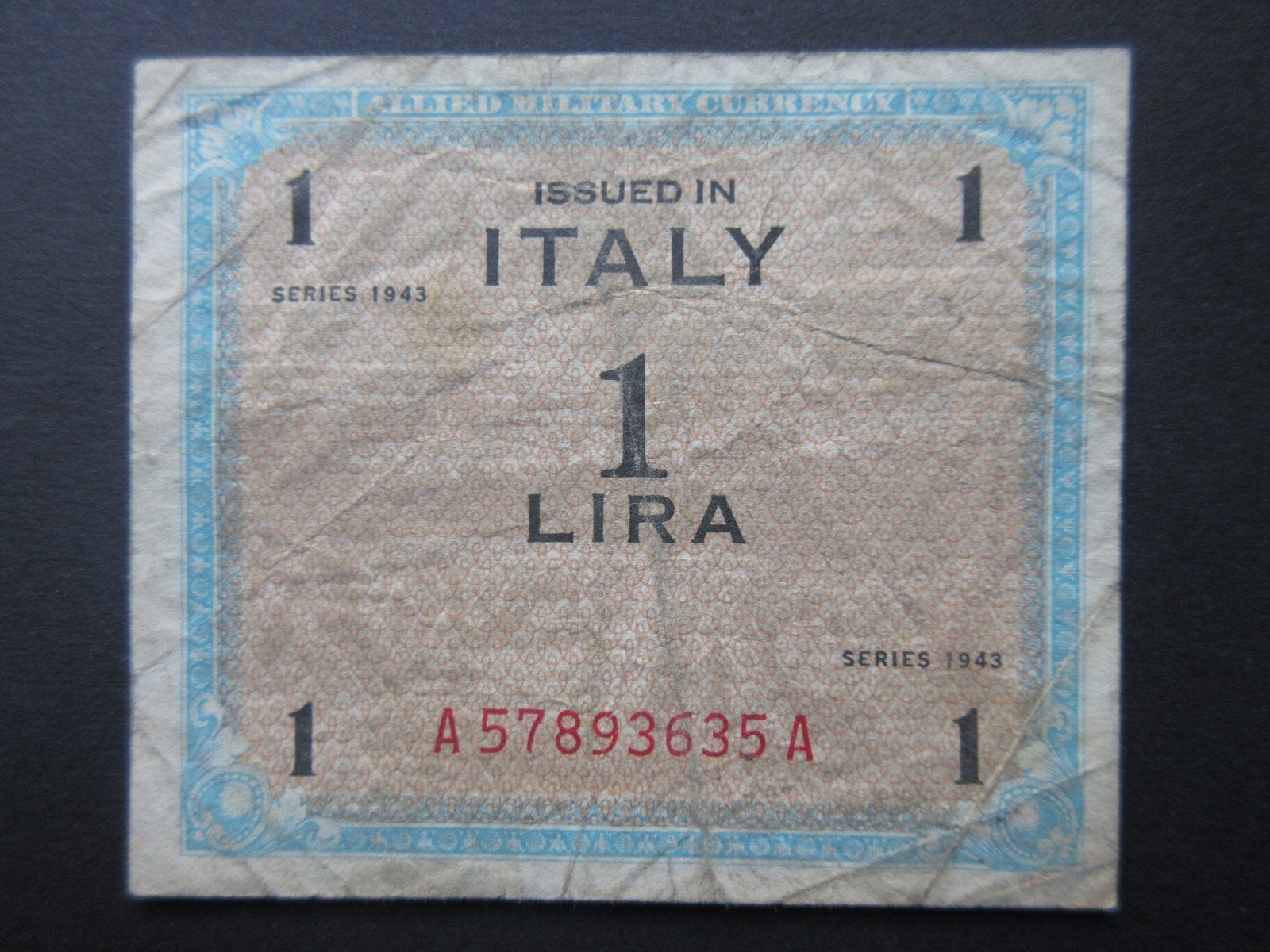 1 Lire 1943 Italië AMC p-M10a (02) WW2, Verzenden, Overige soorten, Amerika, Overige typen