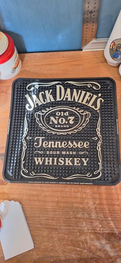 Jack Daniels barmat vierkant (27426), Gebruiksvoorwerp, ., Ophalen of Verzenden, Zo goed als nieuw