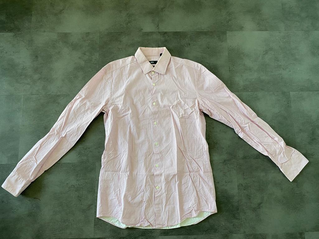Overhemd van Hugo Boss maat 40 (M), Kleding | Heren, Overhemden, Ophalen of Verzenden, Zo goed als nieuw, Roze, Halswijdte 39/40 (M)