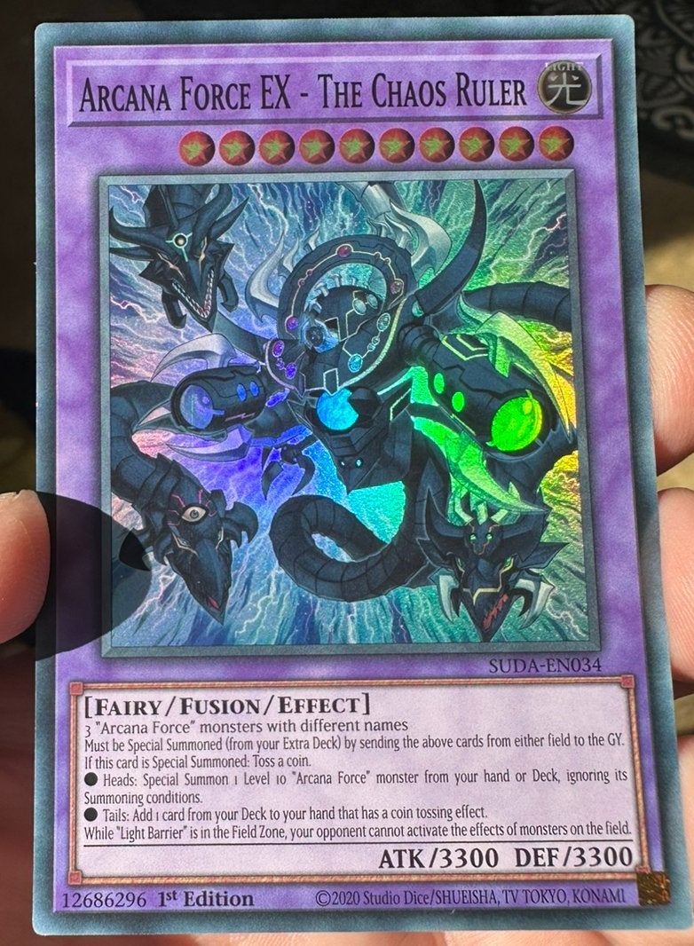 Yu-Gi-Oh! Arcana Force EX - the Chaos Ruler SUDA 1st !, Ophalen of Verzenden, Zo goed als nieuw, Losse kaart, Foil