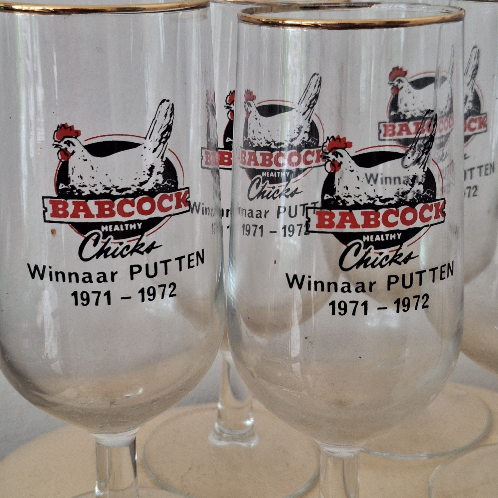 Babcock healthy chicks kippen bierglazen Putten 1972, Verzamelen, Merken en Reclamevoorwerpen, Ophalen of Verzenden, Gebruikt