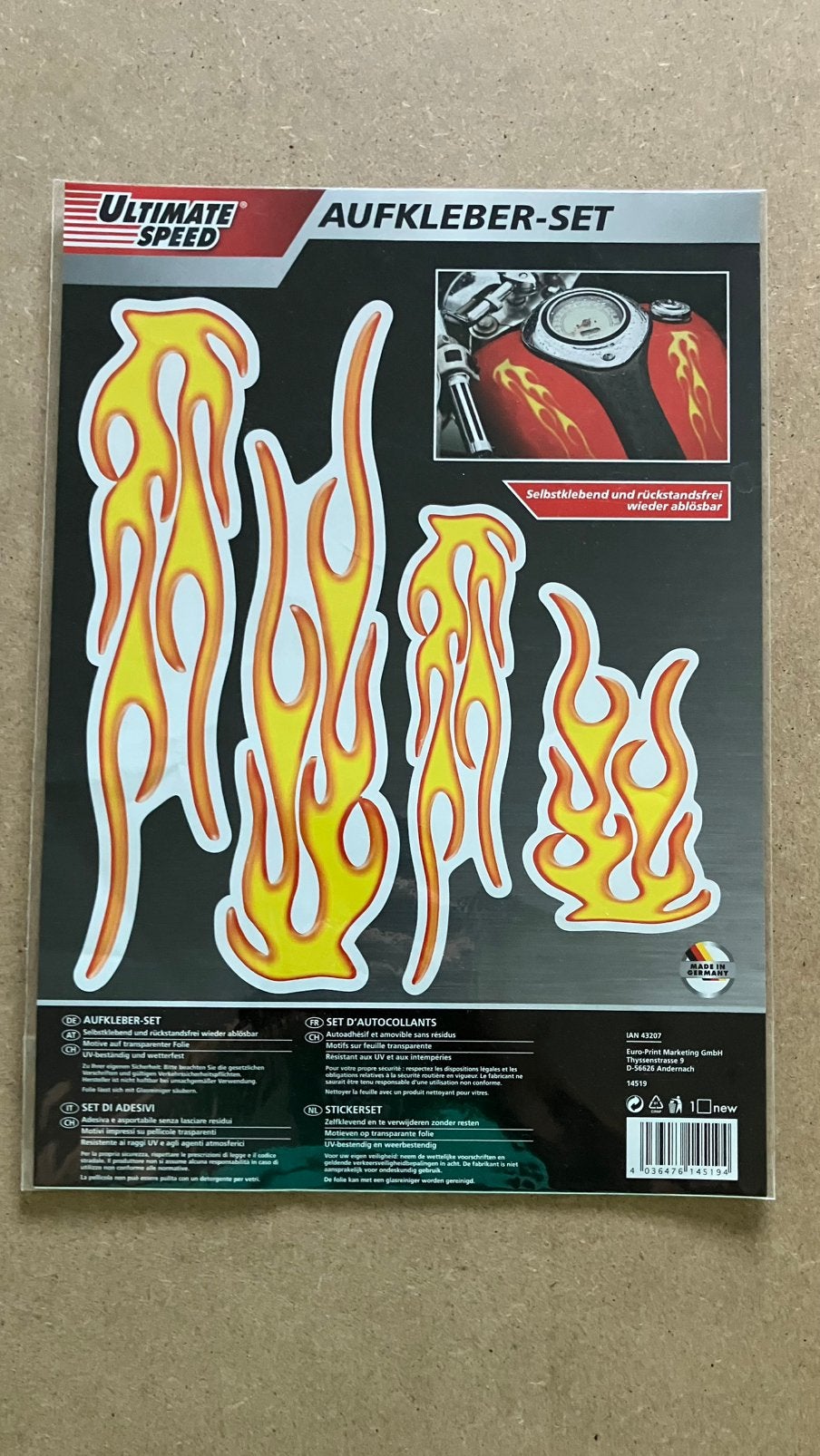 In verpakking nieuw stickers vlammen motor(scooter)& of auto, Ophalen of Verzenden, Nieuw, Meerdere stickers