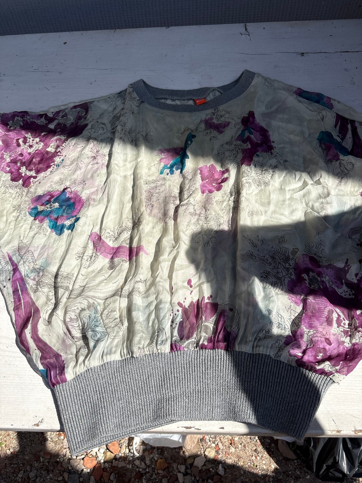 blouse met bloemenprint en vleermuismouwen, Kleding | Dames, Paars, Ophalen of Verzenden, Zo goed als nieuw, Lange mouw