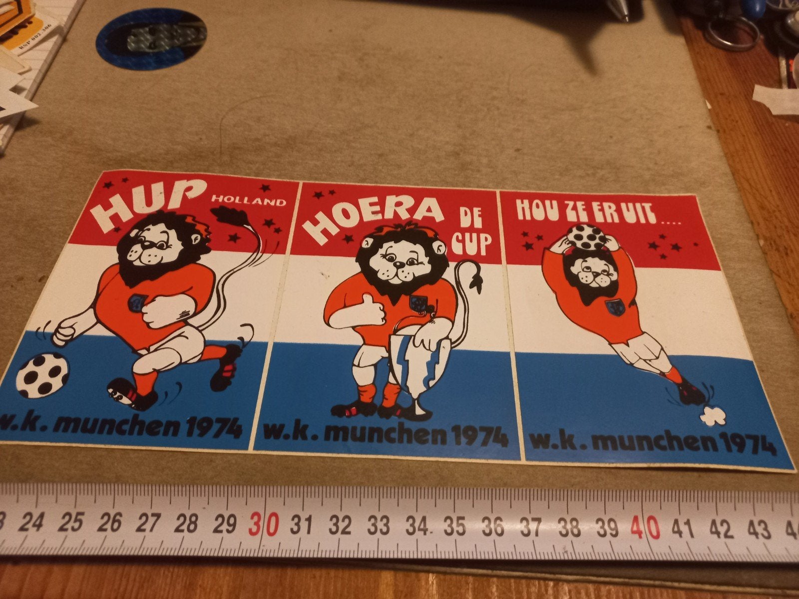 Vintage WK München 1974 Holland Leeuw Sticker, Verzamelen, Ophalen of Verzenden, Gebruikt