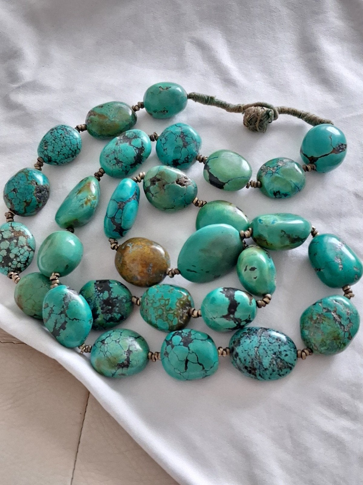 Antieke ketting Turqoise zilveren sluiting  420 gram, Ophalen of Verzenden, Zilver, Ketting