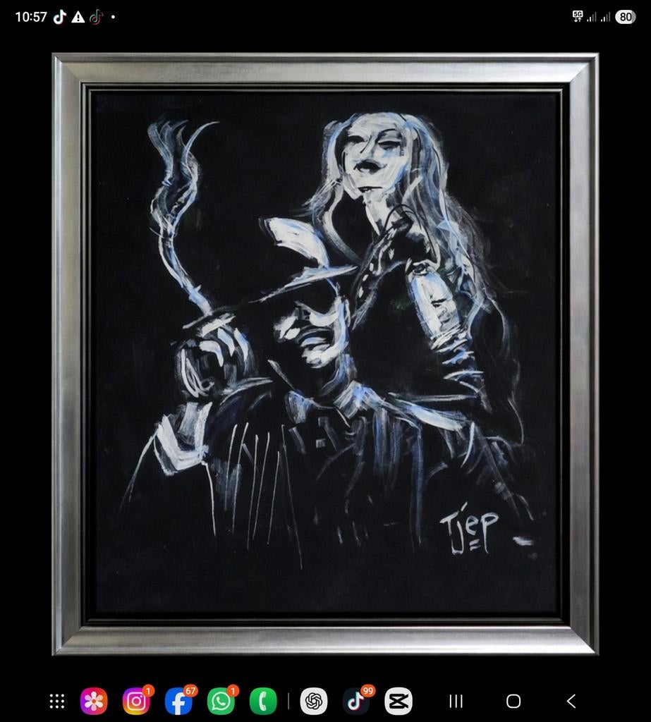 Noir gangster schilderij – origineel handgemaakt kunstwerk (, Ophalen of Verzenden