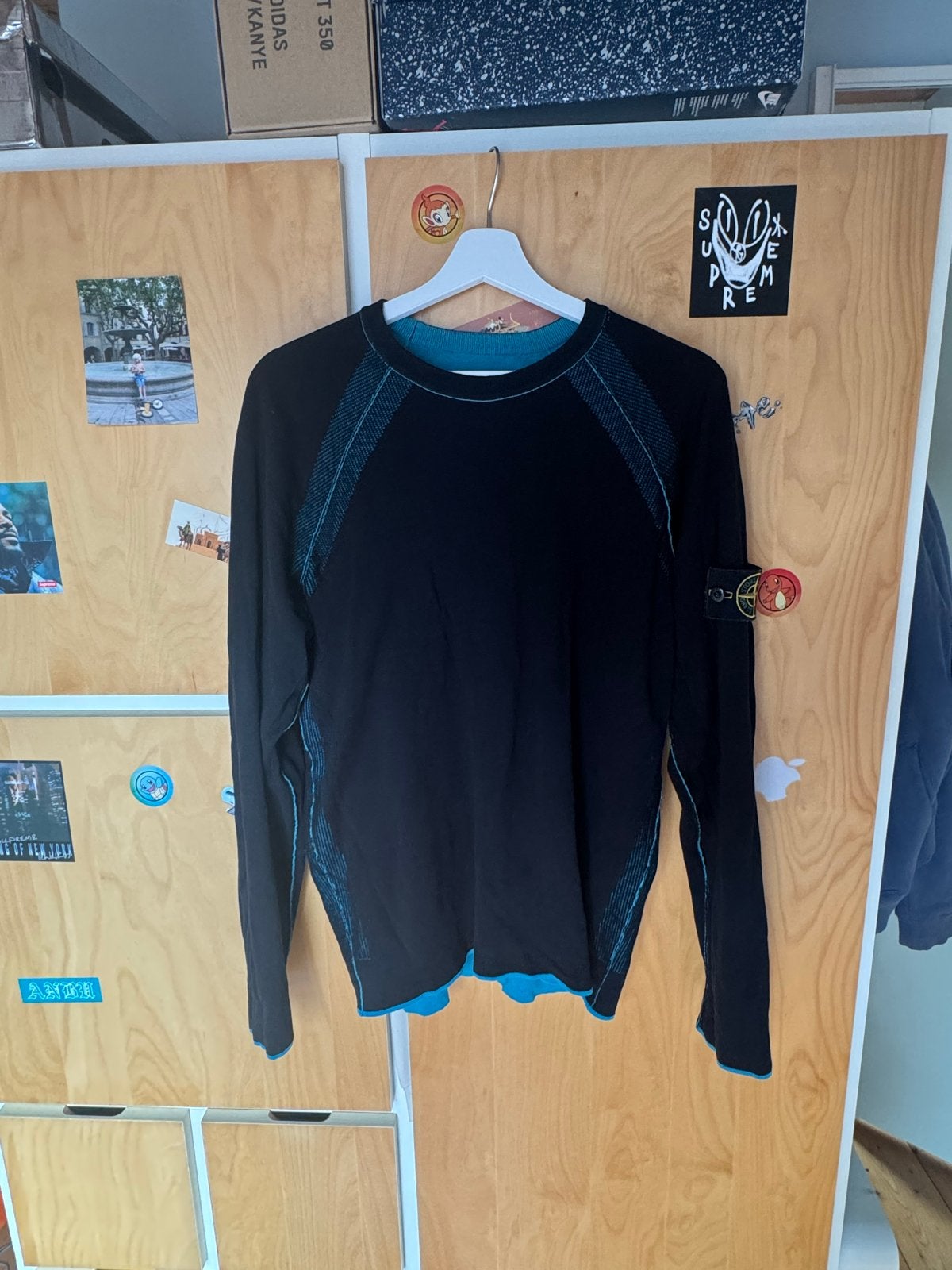 Stone Island Reverse Knit Trui Zwart Blauw Maat M, Ophalen of Verzenden, Gedragen, Maat 48/50 (M), Meerkleurig