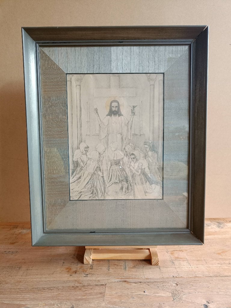 Jan Toorop litho Christus Eucharisticus, Nijmegen 1909, Portret en Figuren, Ingelijst, Ophalen of Verzenden, Lithografie