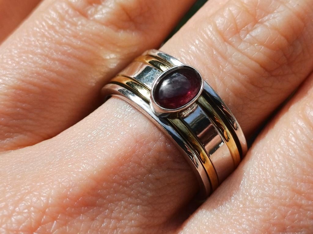 Vanoli 925 zilver draai spinner ring granaat maat 18, Sieraden, Tassen en Uiterlijk, Ringen, Daiva1973@hotmail.com, 18 tot 19