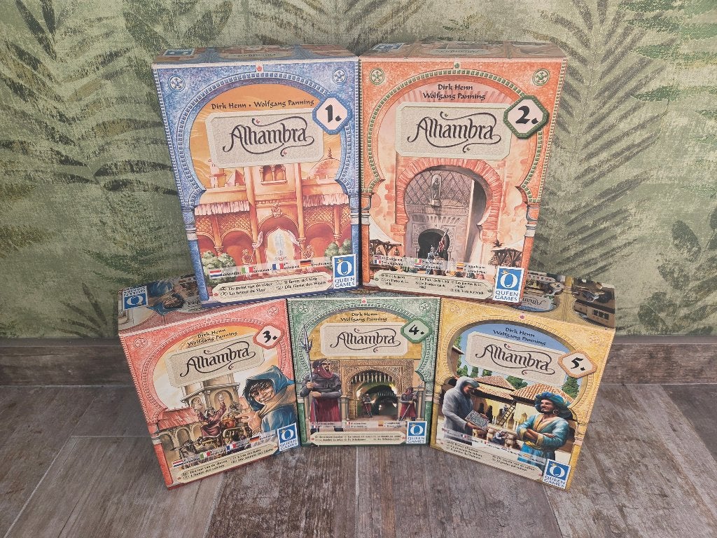 Alhambra uitbreidingen 1 t/m 5, Een of twee spelers, Ophalen, Zo goed als nieuw, Queen Games