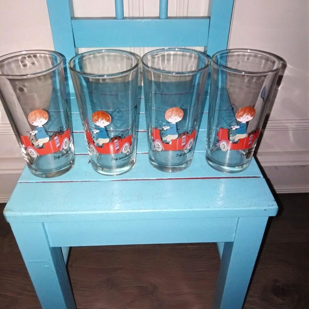 Pluk van de pletteflet glazen 4 stuks Fiep Westendorp, Huis en Inrichting, Keuken | Servies, Ophalen, Glas of Glazen, Gebruikt