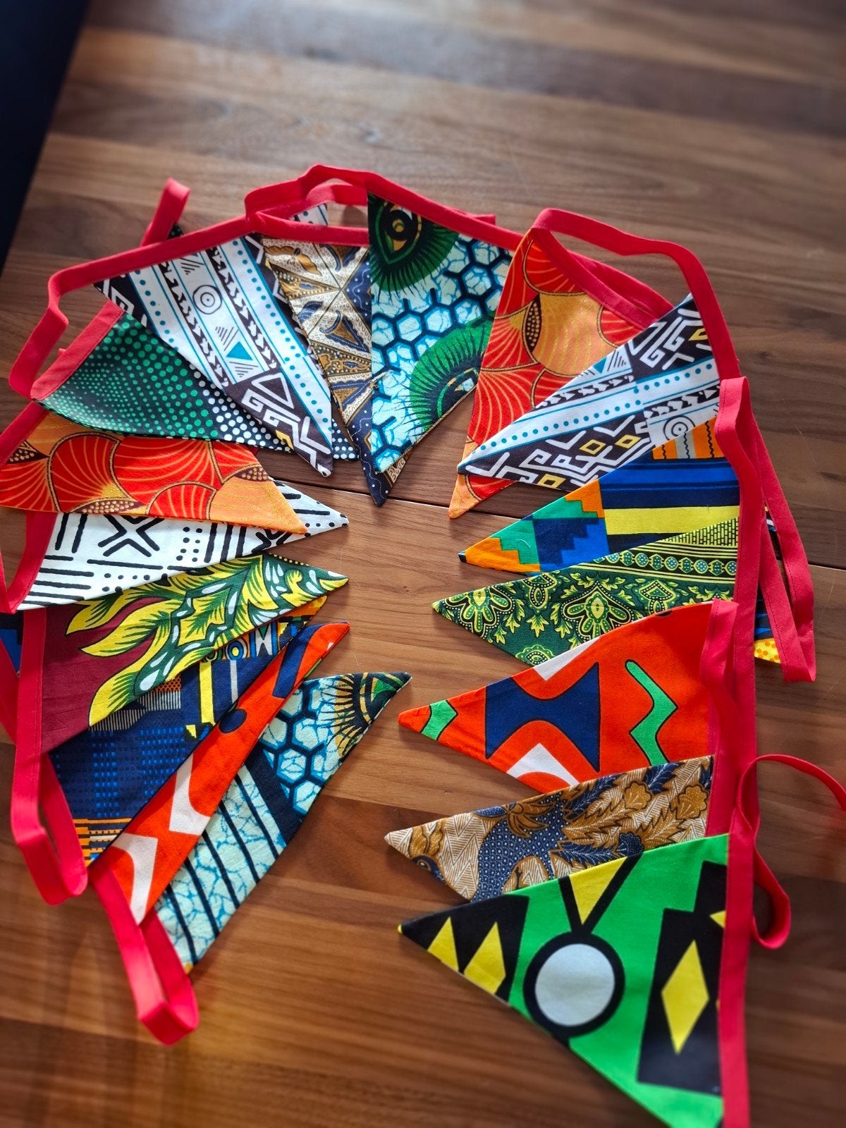 Vlaggenlijn,  duurzaam, Afrikaanse stoffen, Ophalen of Verzenden, Nieuw, Versiering, Verjaardag