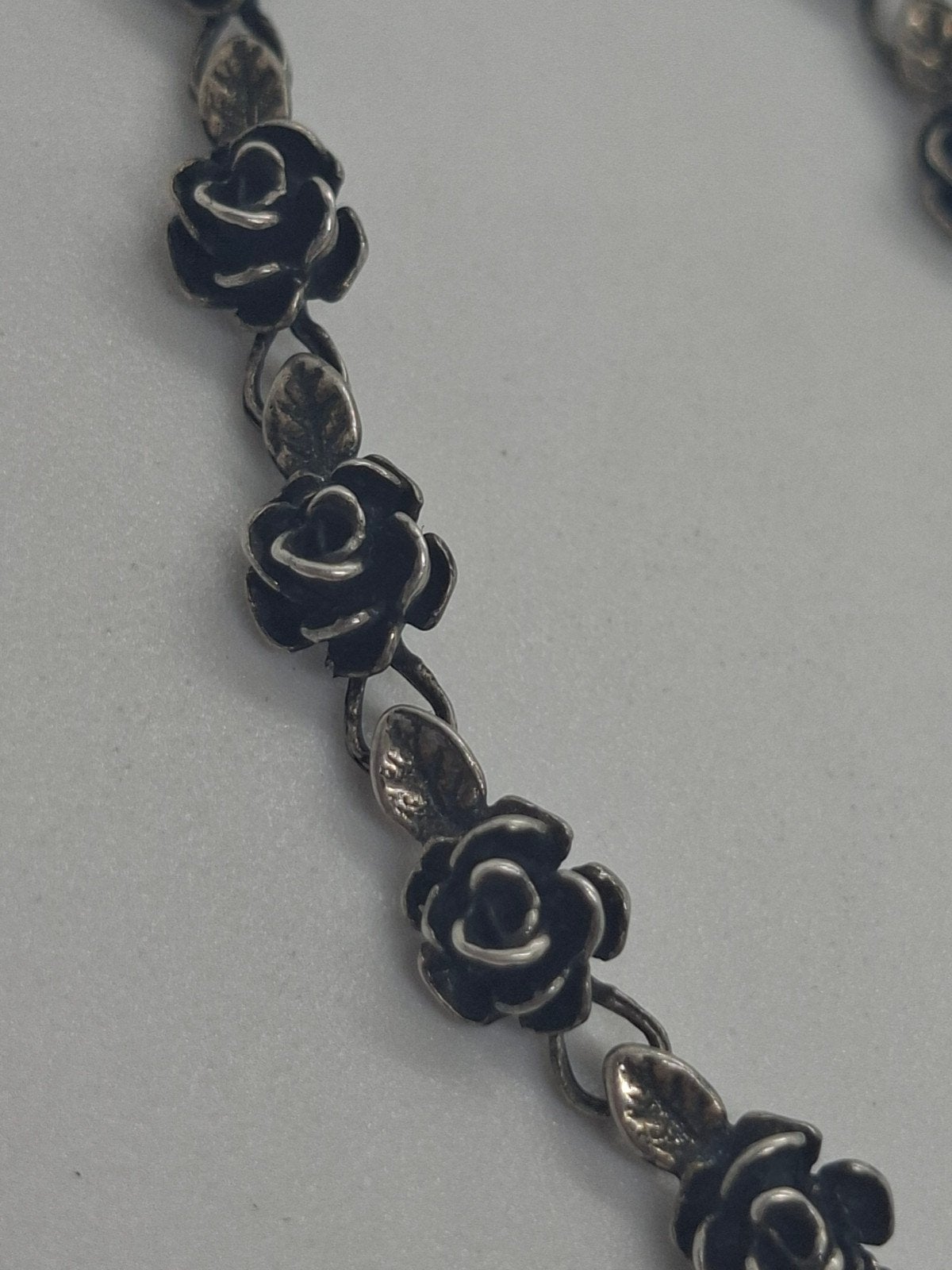 Vintage Zilveren Ketting met Roosjes - 835 Zilver, 40 cm, Ophalen of Verzenden, Zilver, Zilver
