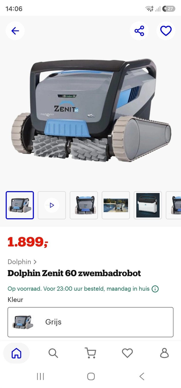 zwembad robot dolphin zenit60
ophalen belgie limburg beringe, Ophalen
