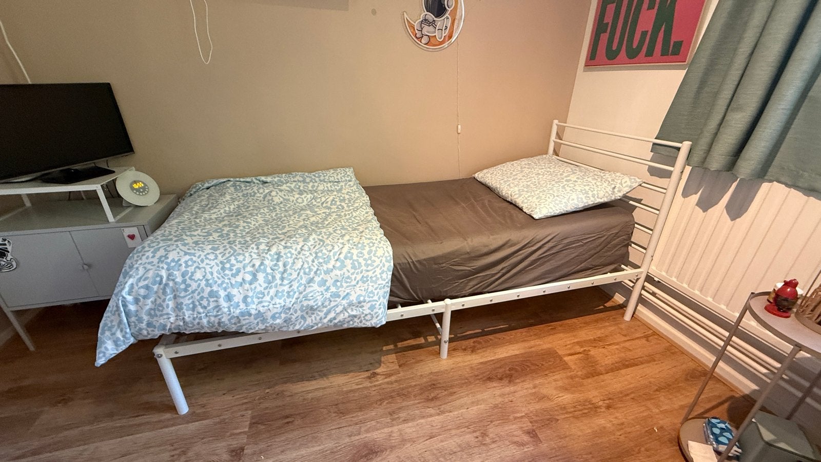 vidaXL bedframe 80x200 met 2 IKEA matrassen, Ophalen, Gebruikt, Eenpersoons, Wit