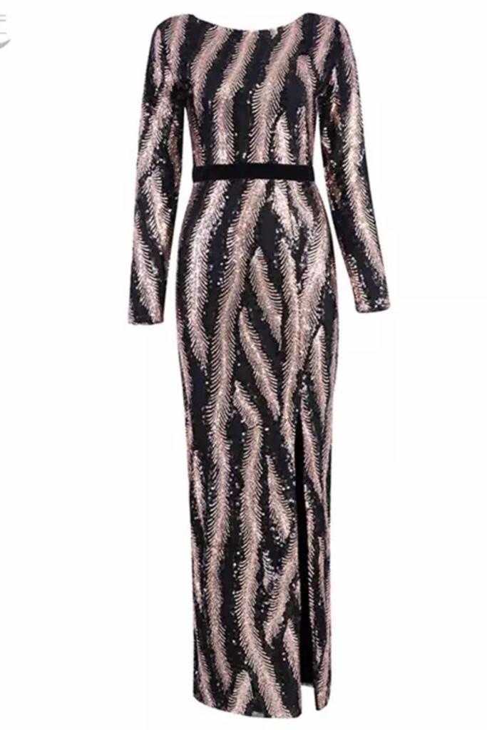 Chique avondjurk met pailetten. XS, Kleding | Dames, Galajurk, Zwart, Ophalen of Verzenden, Zo goed als nieuw