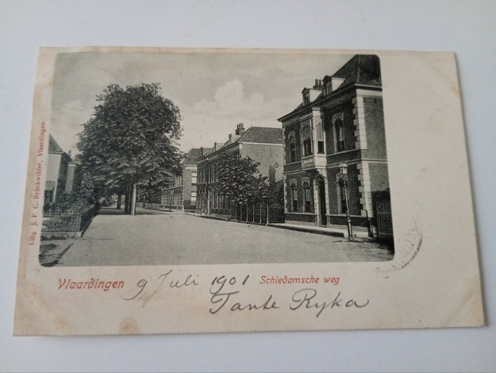 Vlaardingen Schiedamseweg 1901, Ophalen of Verzenden, Voor 1920, Gelopen, Zuid-Holland
