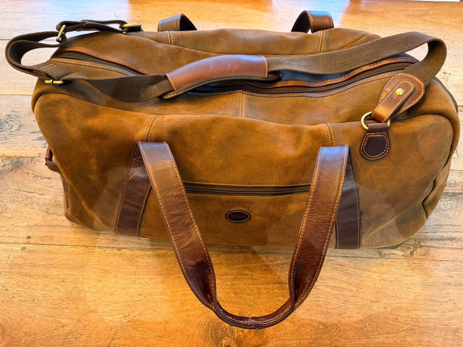 Baron leren weekendtas – bruin nubuck met tartan voering, Sieraden, Tassen en Uiterlijk, 30 cm of meer, Gebruikt, Bruin, Minder dan 35 cm