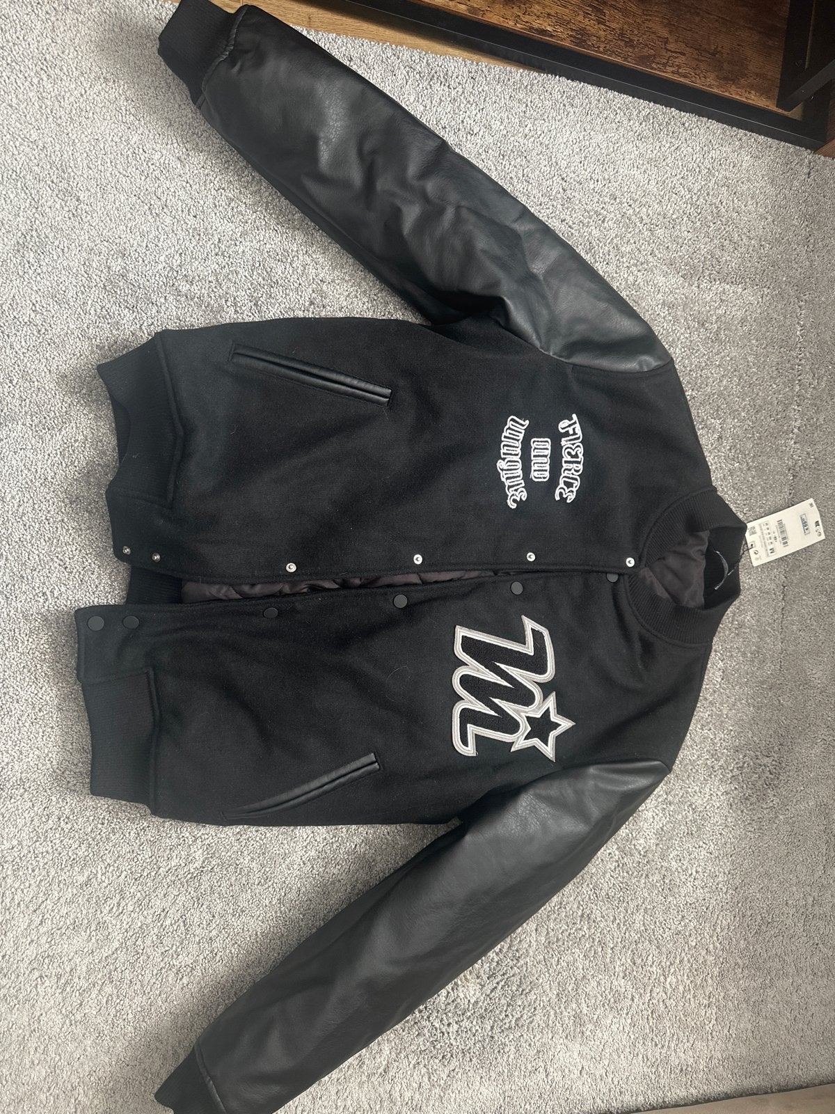 Zara Varsity Jacket met leren mouwen - Maat M, Ophalen of Verzenden, Nieuw, Maat 48/50 (M), Zwart