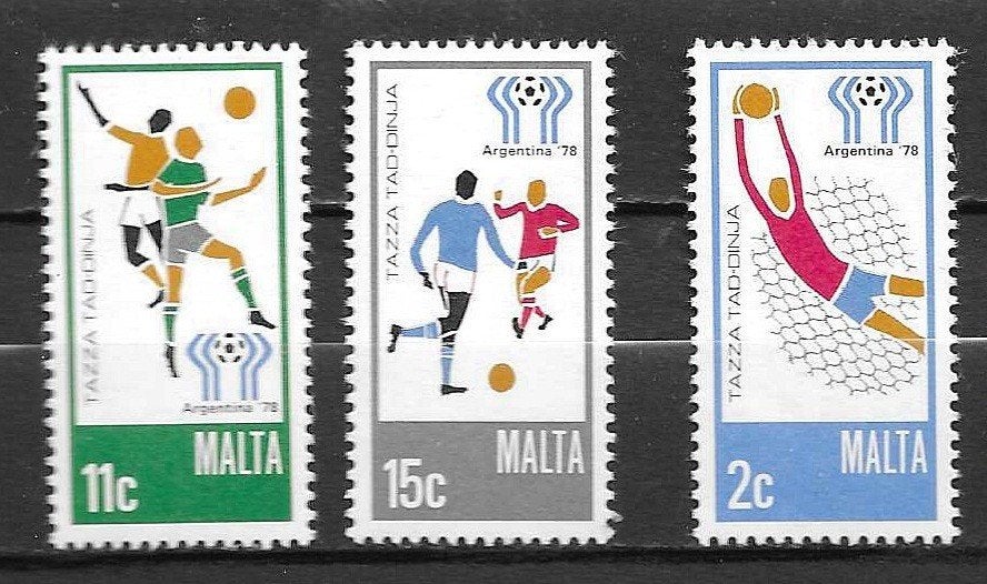 Malta '78 WK Voetbal Postzegels - Set van 3 pf, Ophalen of Verzenden, Malta, Postfris
