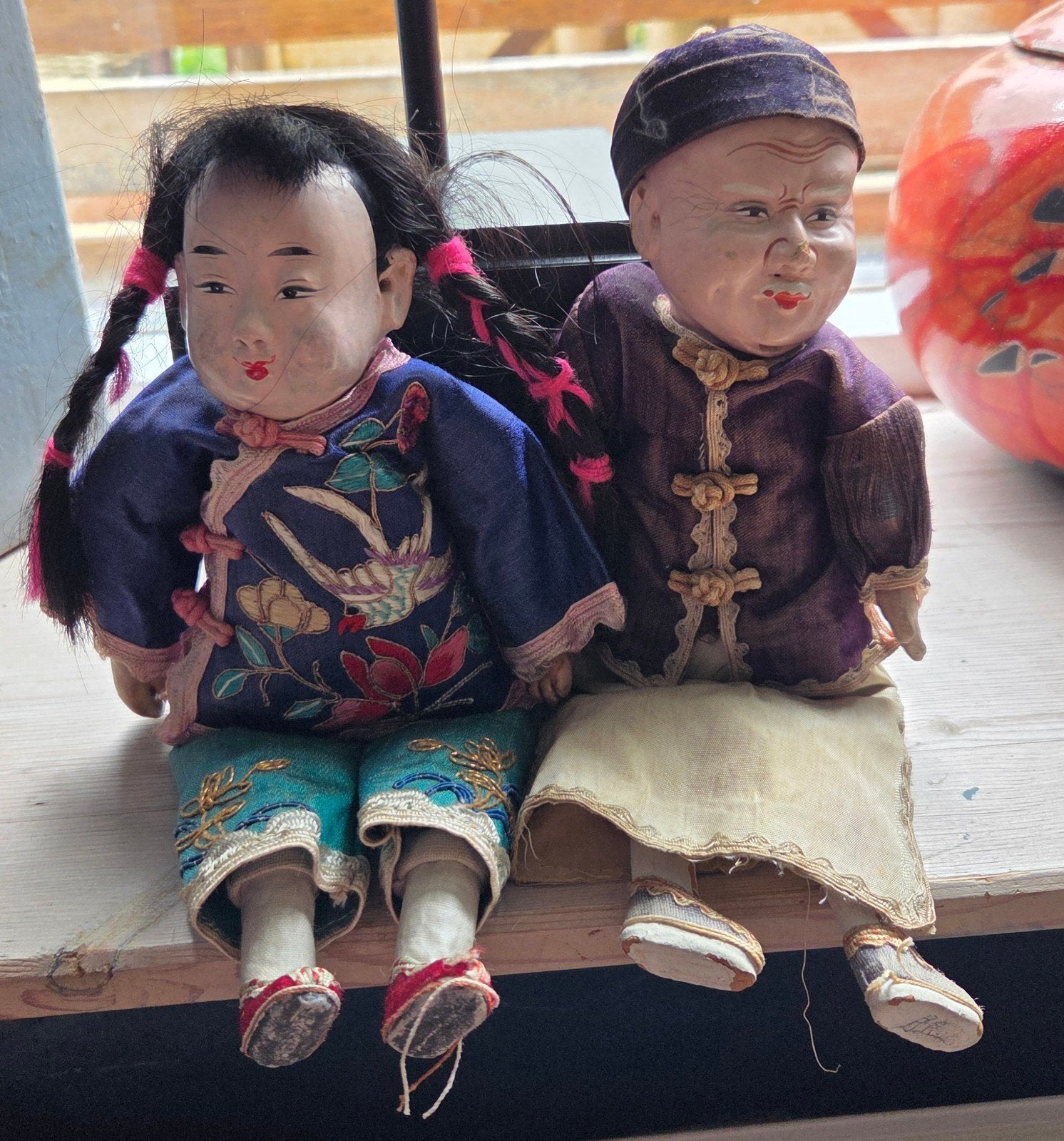 Antieke Chinese popjes met originele kleding, Ophalen of Verzenden