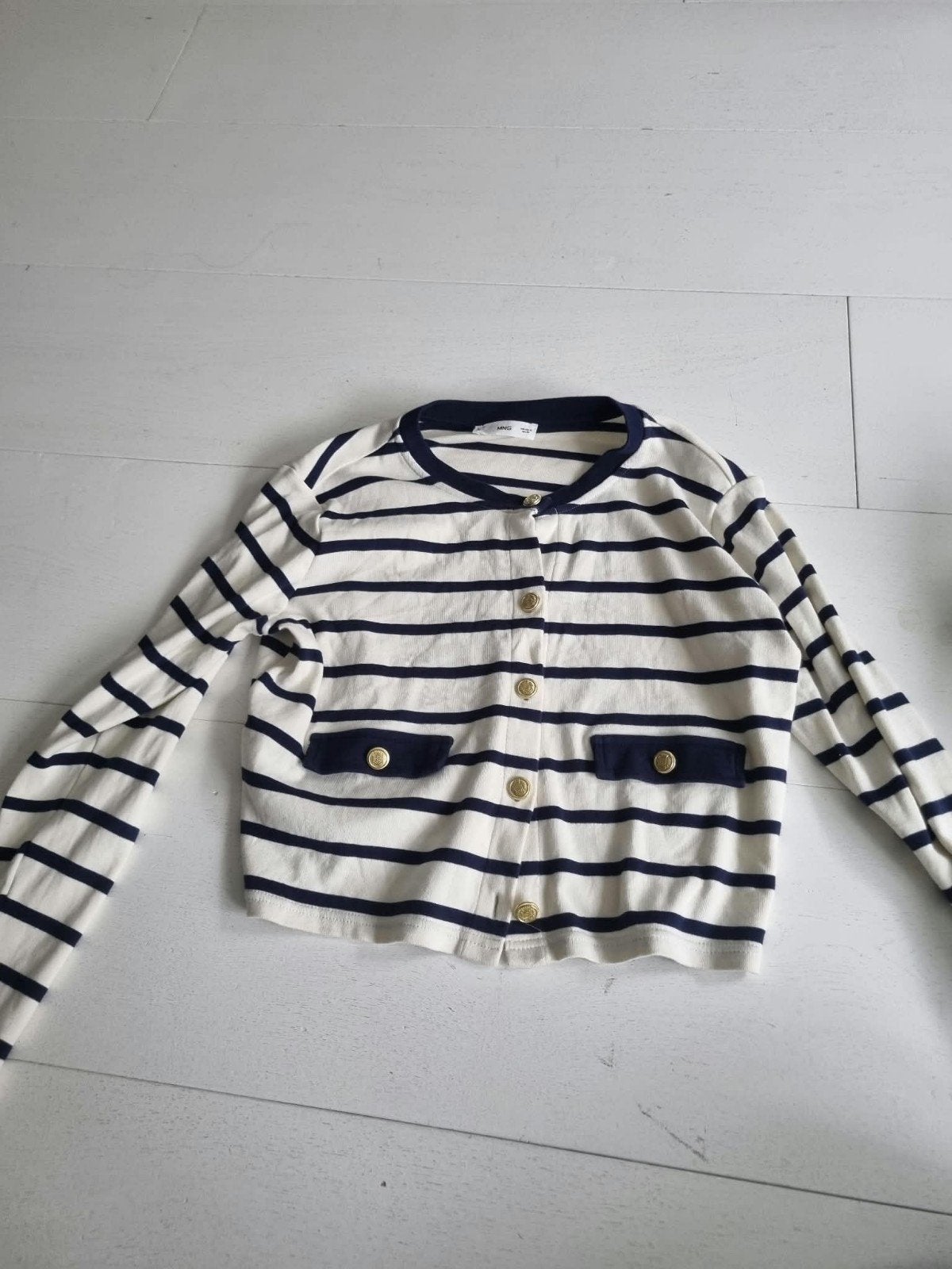 Mango crop vest gestreept maat XL, Kleding | Dames, Truien en Vesten, Mango, Wit, Maat 46/48 (XL) of groter, Ophalen of Verzenden