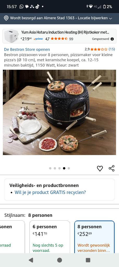 Nieuwe Bestron Pizza oven 8 personen, Tuin en Terras, Pizzaovens, Ophalen of Verzenden, Nieuw