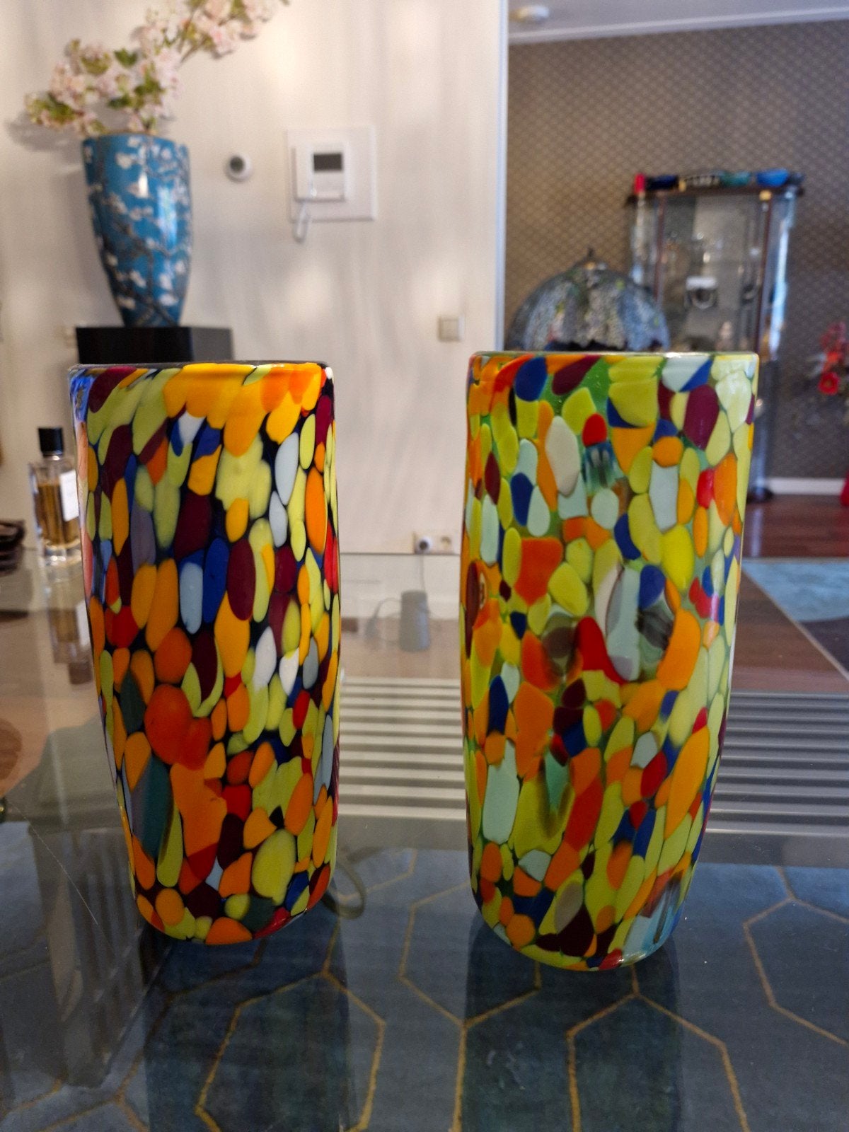 2 Murano Glas Vazen - Millefiori Techniek - Handgemaakt, Ophalen