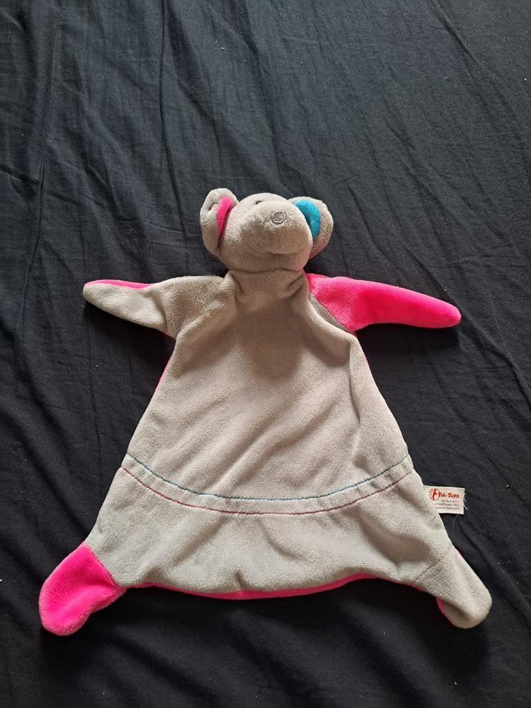 Toi-Toys Knuffeldoekje Muis Grijs Roze Blauw, Gebruikt, Overige merken, Overige karakters, Grijs