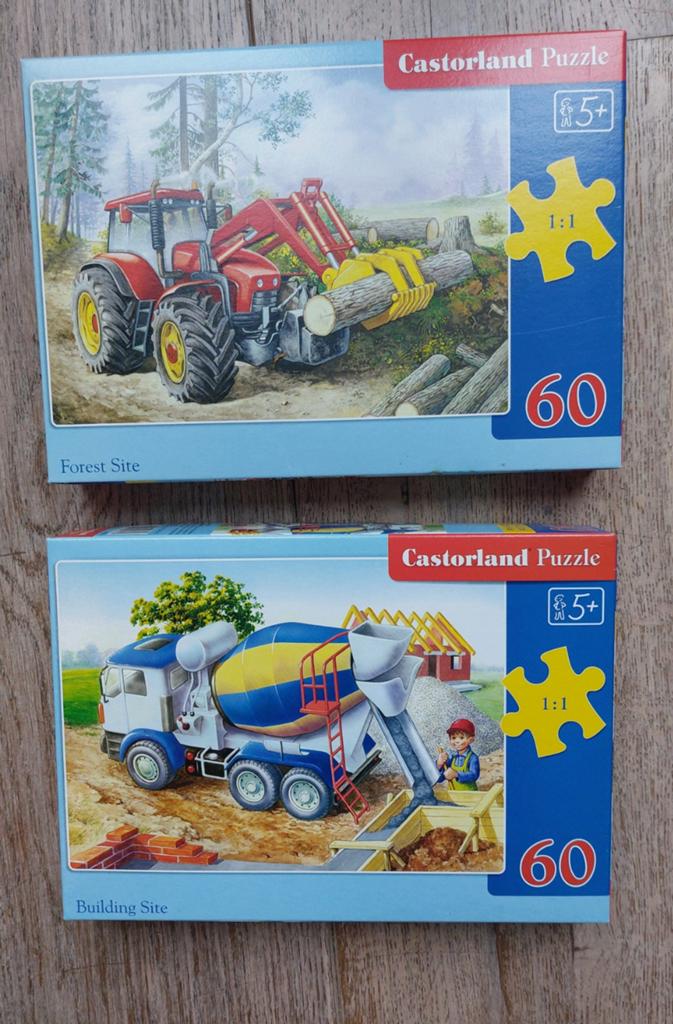 2x Castorland puzzles 5+ jaar, 60 stukjes, jongens, Ophalen of Verzenden, Meer dan 50 stukjes, Zo goed als nieuw, 4 tot 6 jaar