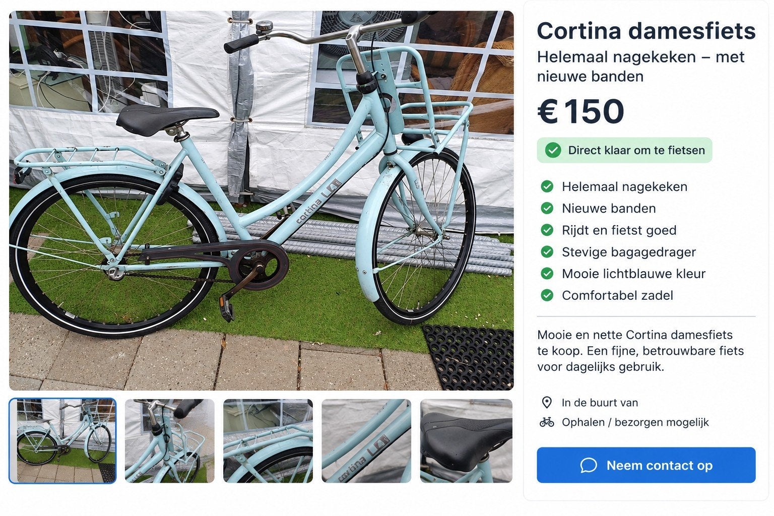 TE KOOP – MOOIE CORTINA DAMESFIETS, Fietsen en Brommers, Fietsen | Dames | Damesfietsen, 56 cm of meer, Ophalen, Gebruikt, Overige merken